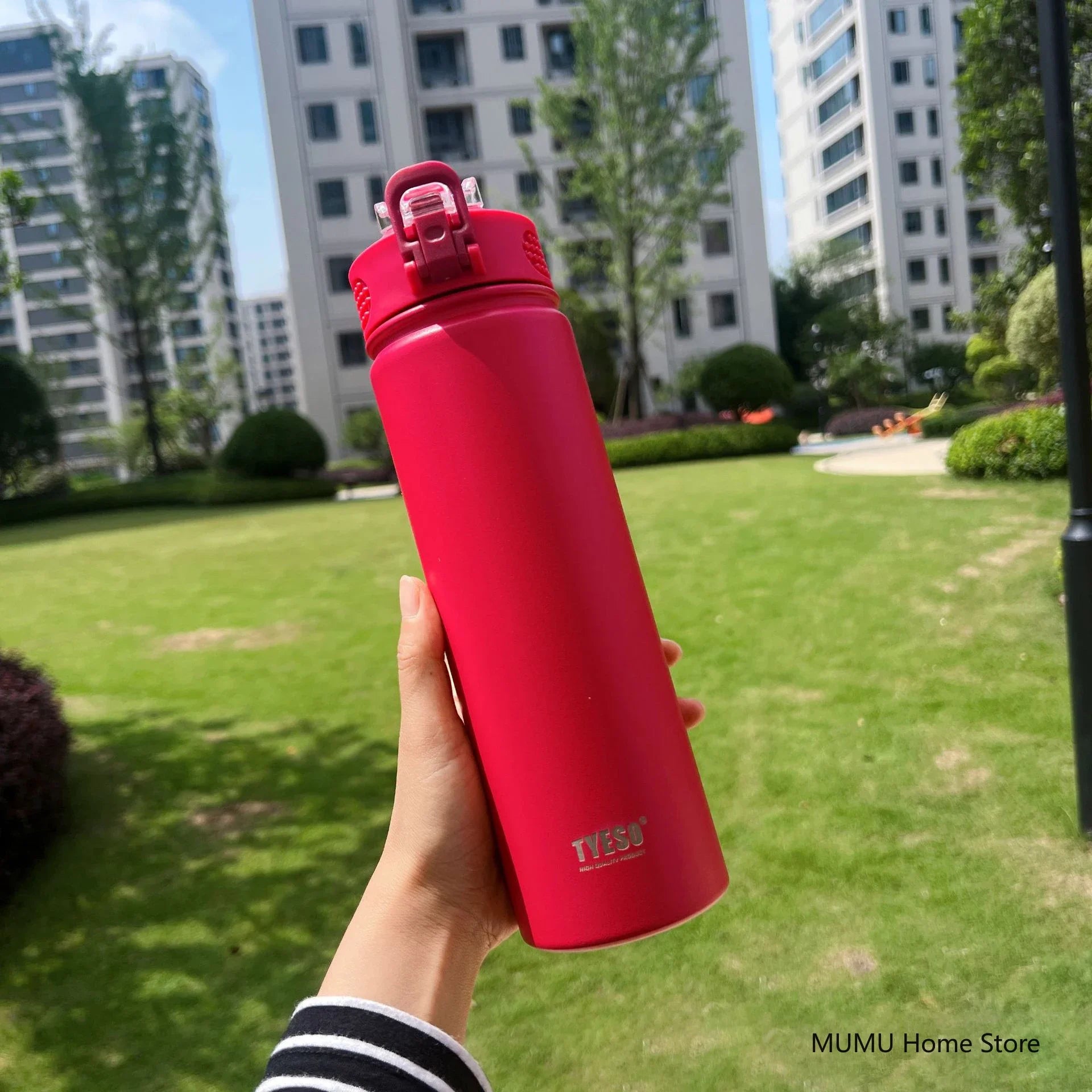 Gourde de sport en inox 600 ml à 750 ml à paille — 750 ml Rouge
