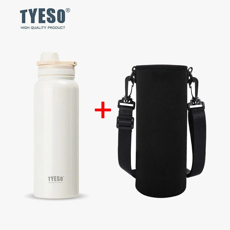 Gourde de sport en inox 600 ml à 1,2 L isotherme — 1,2 L Blanc avec housse