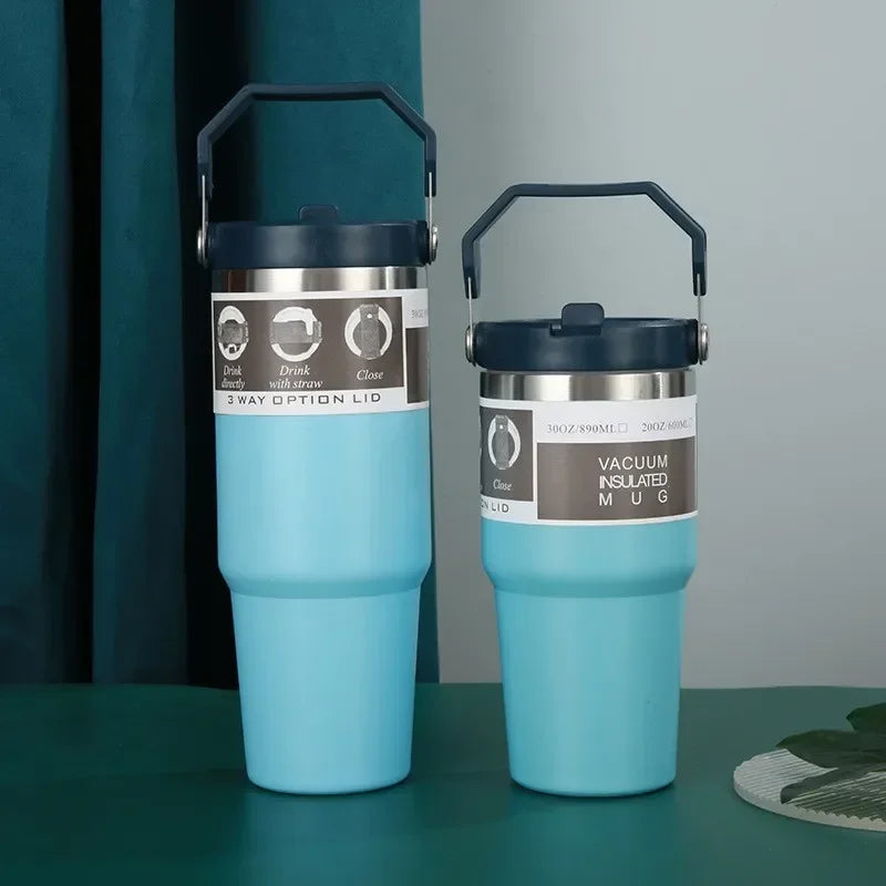 Gourde de sport en inox 590 ml à 890 ml à paille — 600 ml Bleu
