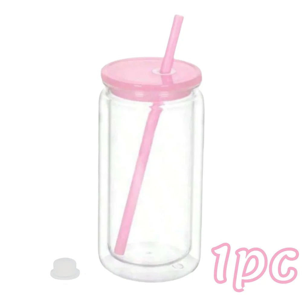 Gourde en plastique sans BPA 470 ml — Rose 1pc