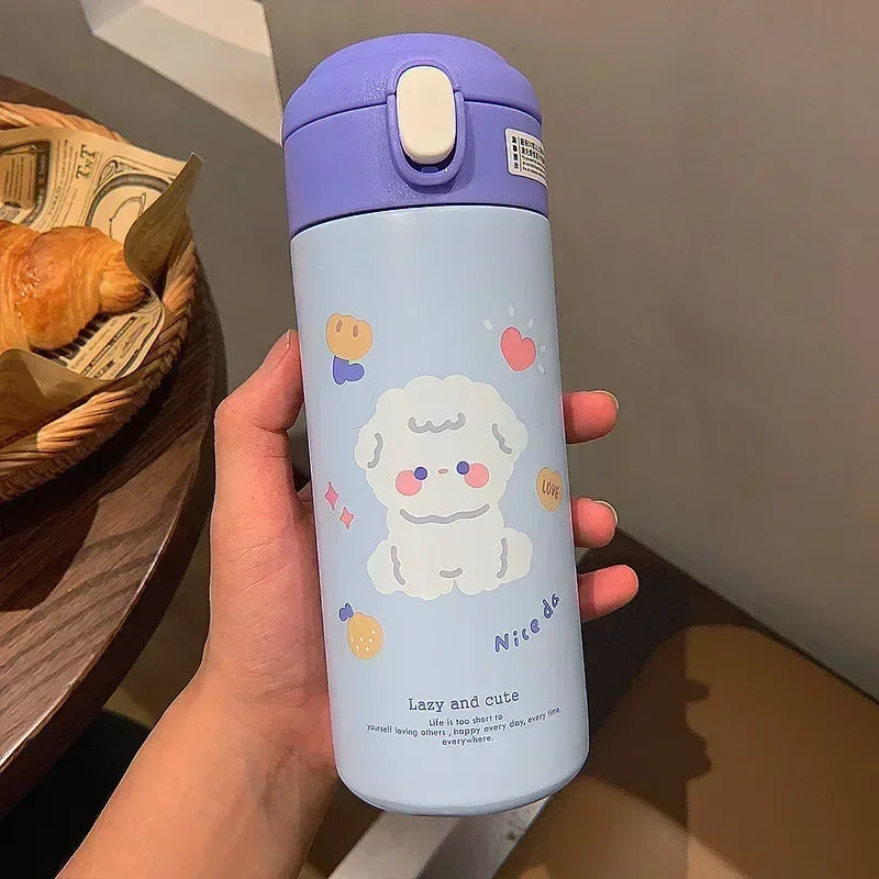 Gourde enfant en inox 380 ml à paille — Bleu