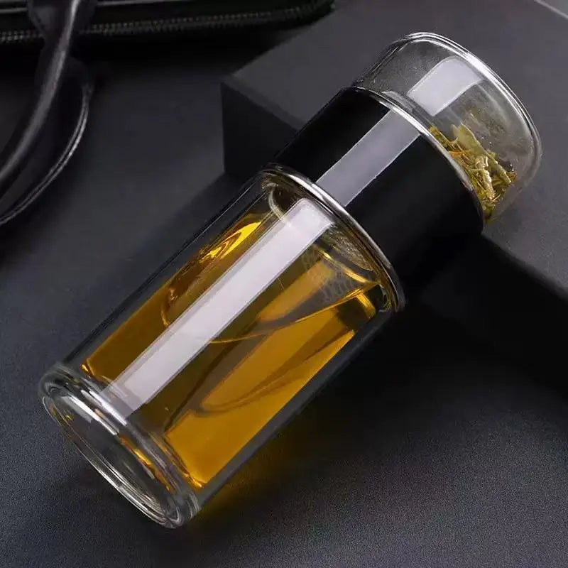 Gourde en verre 420 ml avec filtre — Noir