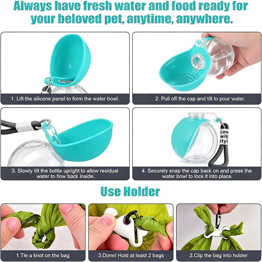 Gourde pour chien en silicone à mousqueton