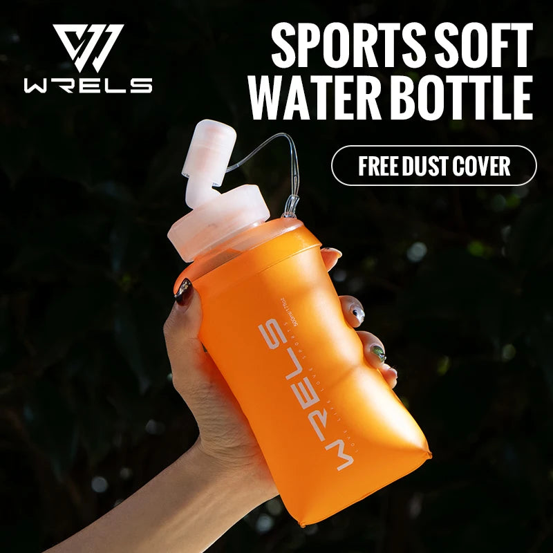 Gourde de sport en silicone 350 ml à 500 ml à paille — Orange