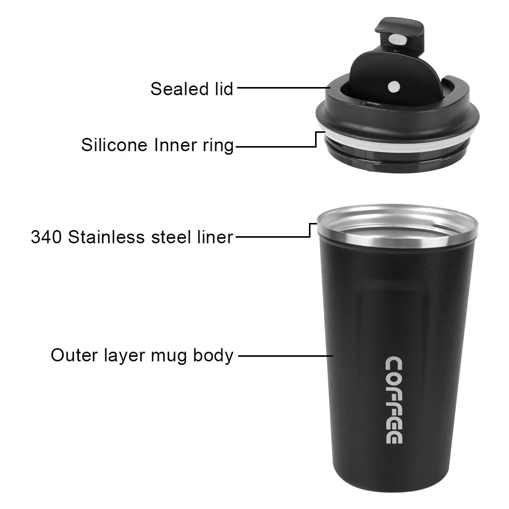 Gourde à café en inox 380 ml à 510 ml isotherme