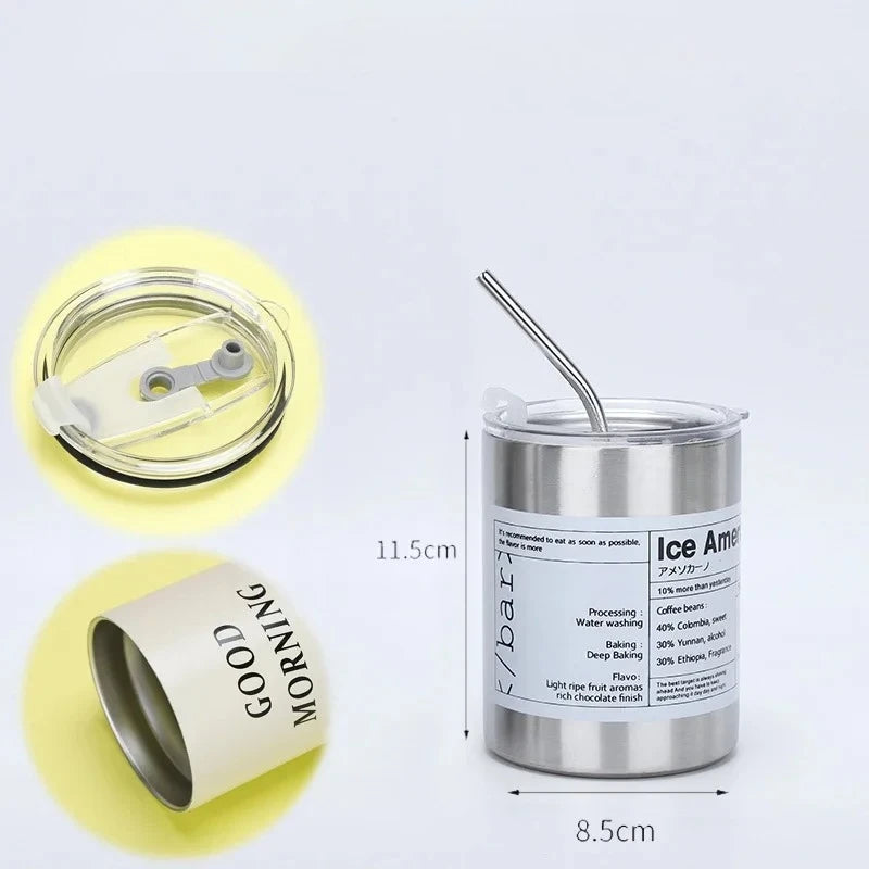 Gourde à café en inox 360 ml à 600 ml à paille — Slivery 360M
