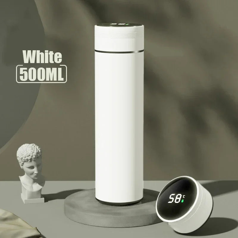 Gourde en inox 500 ml à affichage de température — 8 coloris — Blanc