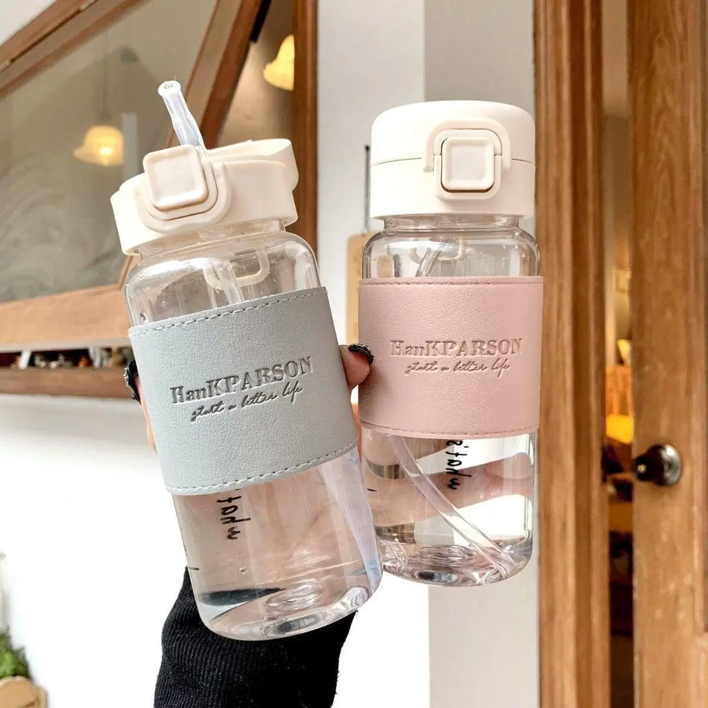 Gourde en plastique sans BPA 500 ml à paille anti-fuite
