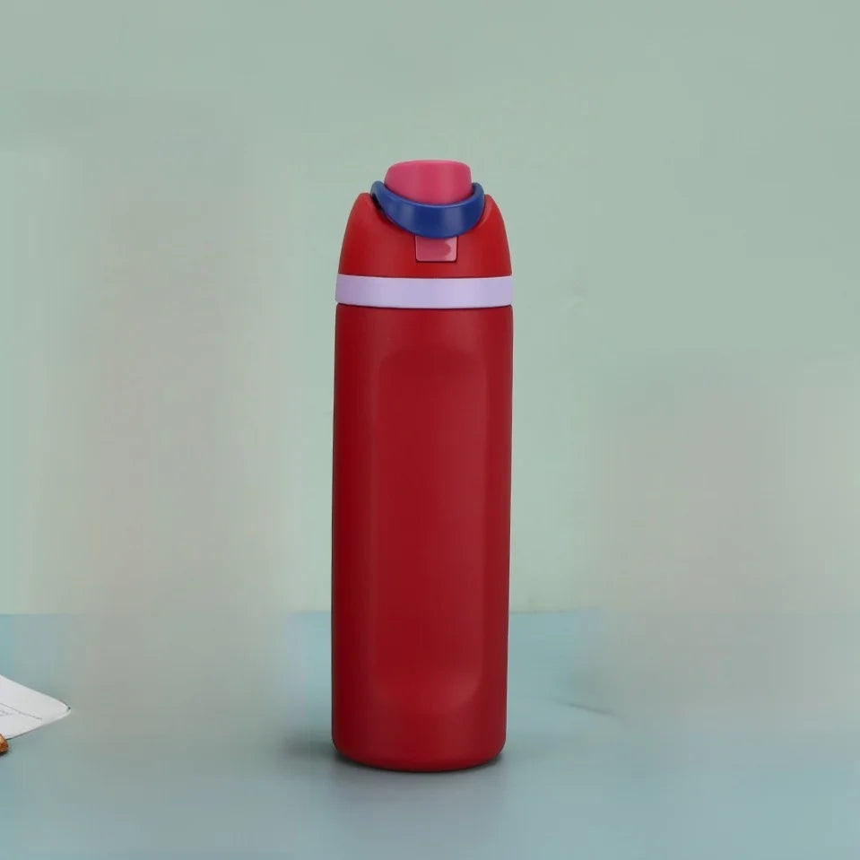 Gourde en inox 450 ml à 710 ml à paille — 710 ml Rouge