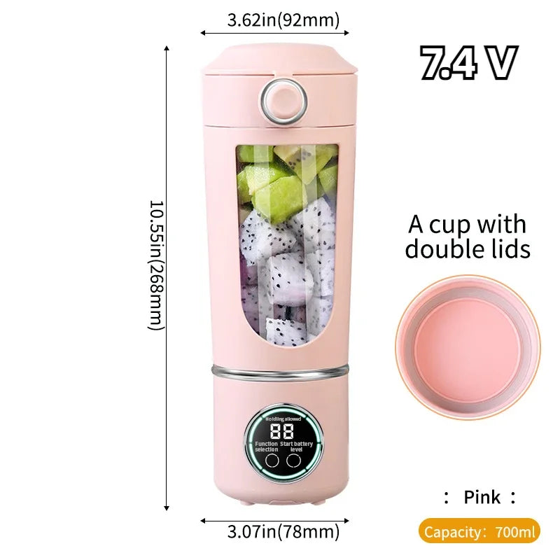 Gourde 700 ml shaker — 4 coloris — Rose 7.4v avec couvercle