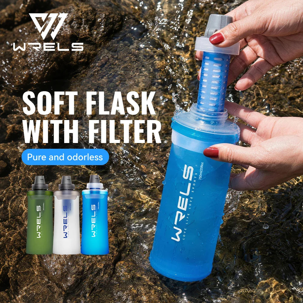 Gourde de running pliable 600 ml à 1 L avec filtre