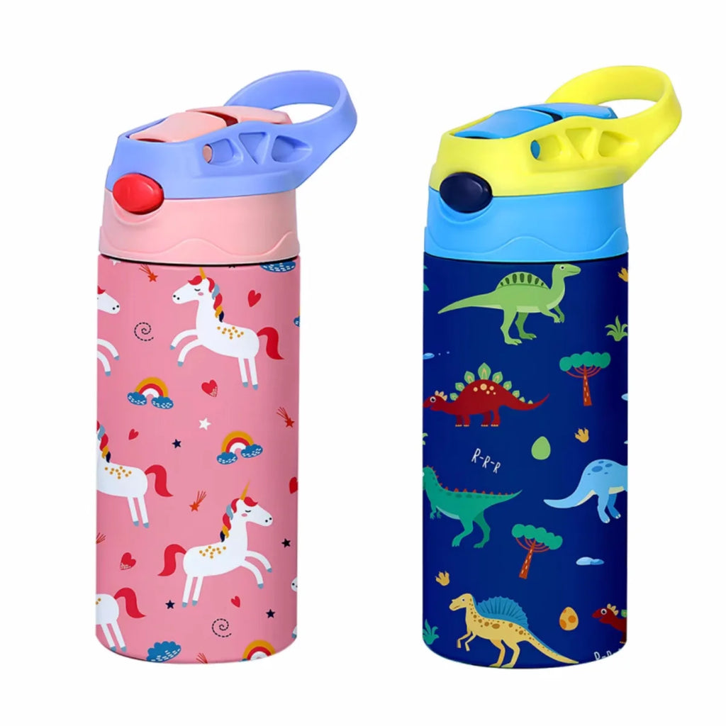 Gourde enfant 350 ml à paille — Rose et Bleu