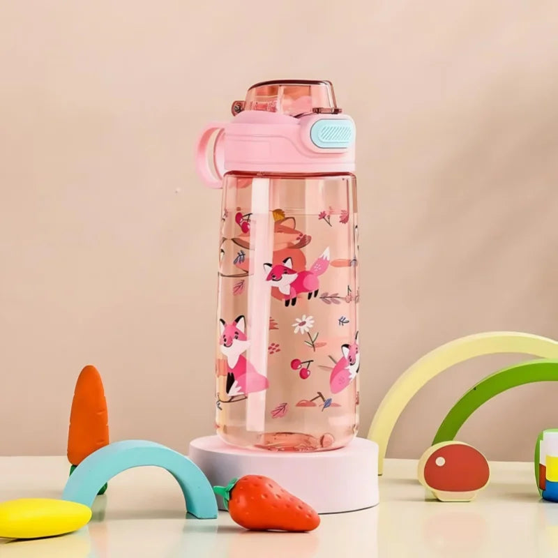 Gourde enfant 550 ml à paille — Rose