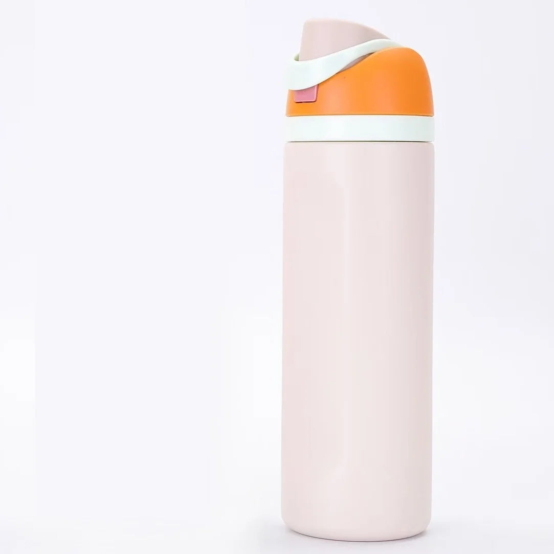 Gourde en inox 450 ml à 710 ml à paille — 473 ml Beige